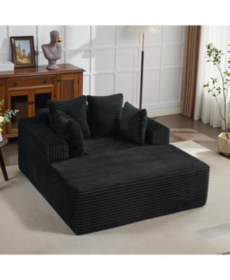 Oversized Chaise Lounge Chair 54 61" Indoor Corduroy Cloud Boneless Single Couch Sofa with 4 Pillows Armrests & Deep Seat No Assembly