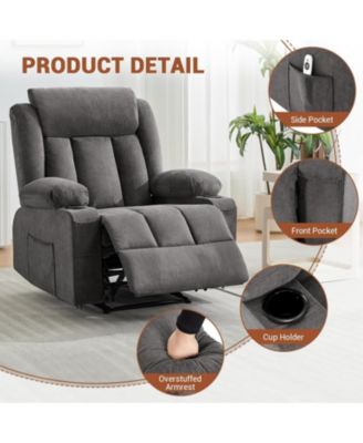 Manual Recliner Chair with Massage & Heat,Classic and Traditional Oversized Recliner Chair,8-Point Vibration, Lumbar Heating