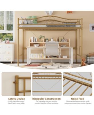 Loft Bed Twin Size with Removable Ladder & Full Safety Guardrail, Twin Loft Bed Heavy-Duty Metal Frame 400 Lbs Weight Capacity, Space Saving