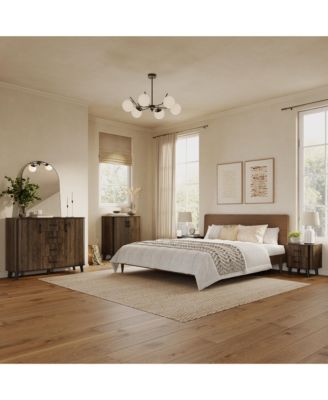 Mid Century Modern Nightstand, Walnut Night Stand with Curved Edge, Nightstand with Drawers