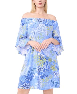 Plus Size Printed Off-The-Shoulder Dress