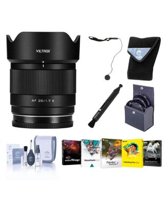 AF 25mm f/1.7 Air E Lens (Sony E) with Pen Lens Cleaner,Lens Wrap, Cap Keeper for Camera Lens,Photo Video Art Suite Software Kit