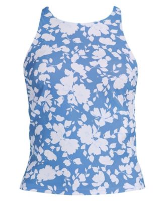 Plus Size Tugless High Neck Strappy Back Tankini Top