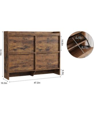 Wooden Shoe Cabinet with 4 Flip Drawers – Adjustable Shelf Shoe Organizer, Hidden Freestanding Shoe Storage for Entryway, Hallway, Living Room.