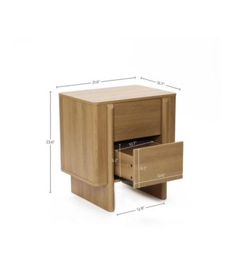 Mid-Century 2-Drawer Nightstand, 23.6'' Engineered Wood Accent Table