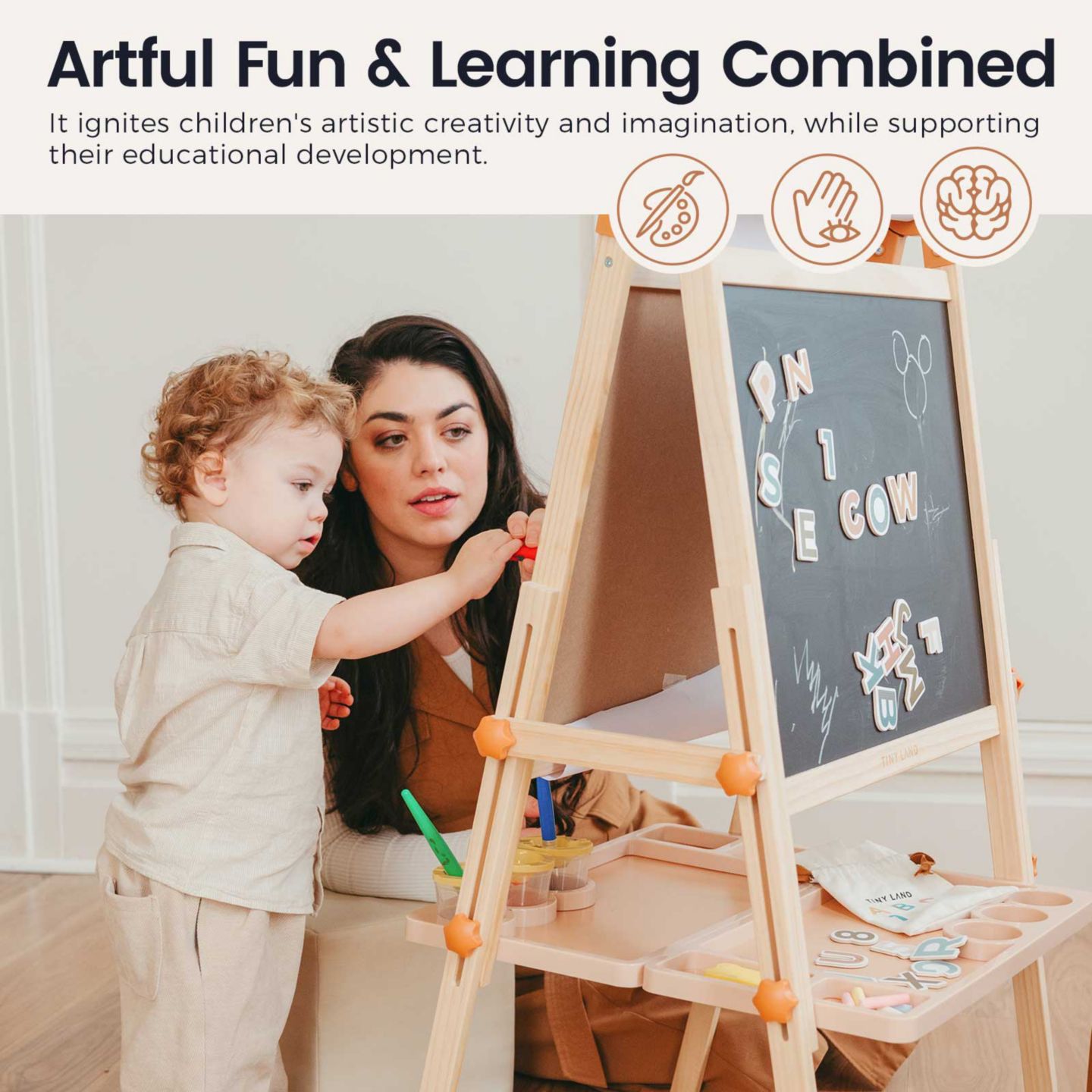 Детская игрушка Tiny Land Magnitales Double-Sided Magnetic Easel, Ages 3+ — фото 6