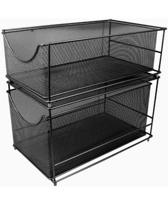 2-Tier Sliding Mesh Basket Drawers - Ideal for Countertop, Cabinet, Pantry, Under the Sink, Desktop and More