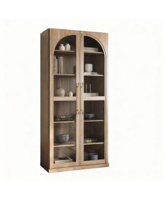 67" Glass Display Cabinet with 6-Tier Adjustable Shelves for Home & Camp Commercial Use