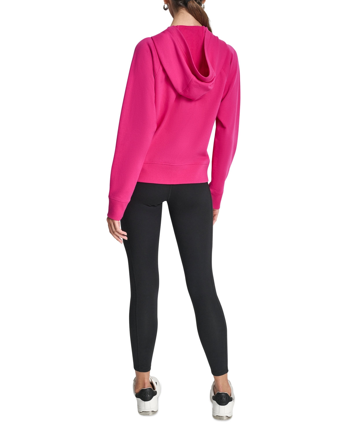 Dkny Women's Stacked Satin Logo Full-Zip Hoodie