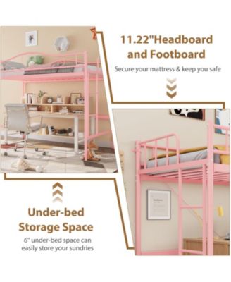 Twin Loft Bed with Adjustable Ladder & Safety Rail, Heavy-Duty Metal Frame, 400 lb Capacity, Space-Saving, Noise-Free