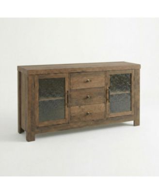 54.4" Buffet Sideboard Cabinet, Wood Storage with 2 Glass Doors & 3 Drawers, Coffee Bar & TV Stand for Living Room, Kitchen, Dining Room