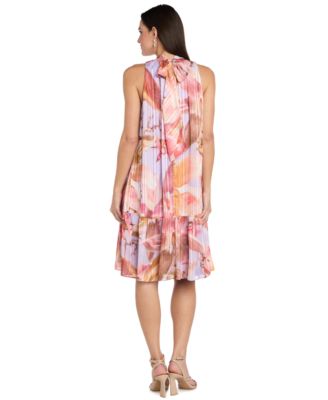 Petite Bow Back Ruffle Hem Trapeze Dress