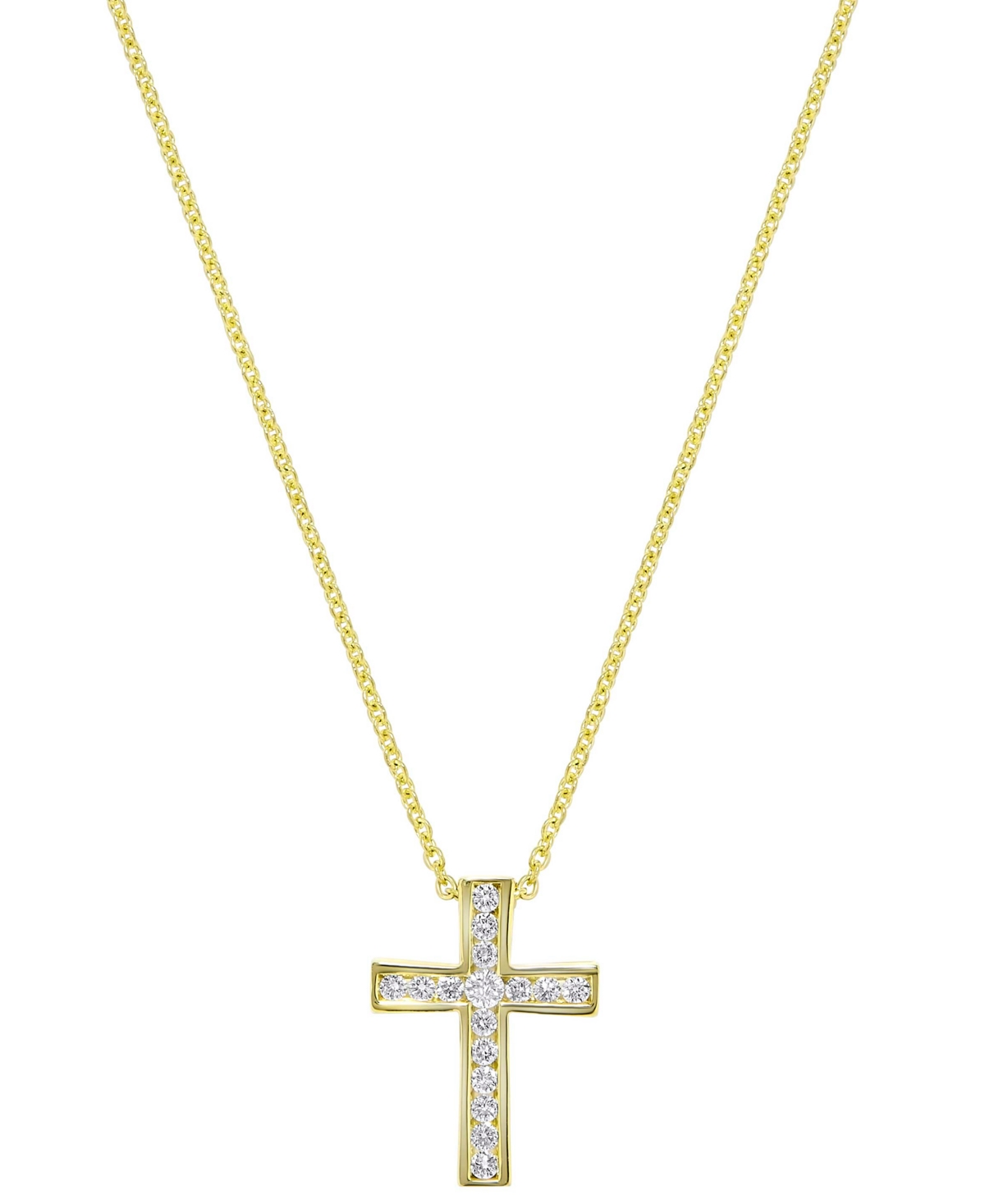 Macys Diamond Cross Pendant Necklace 14 ct tw in 14k Yellow Gold  Yellow Gold