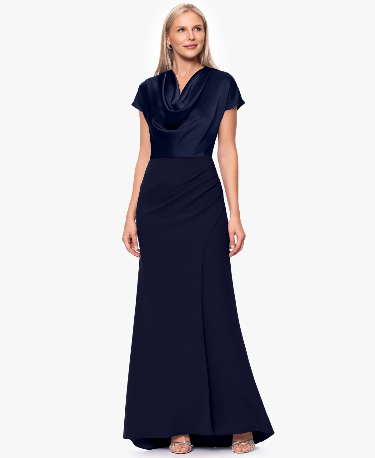 Betsy & Adam Women's Cowl Neck Long Gown