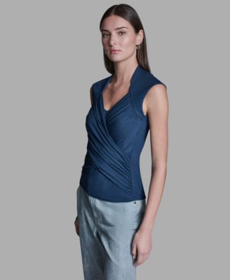 Women's V-Neck Sleeveless Wrap Detail Top