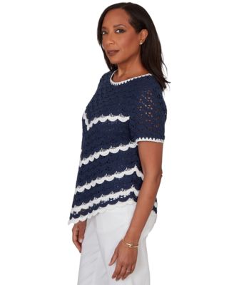 Petite Chevron Crochet Short-Sleeve Top