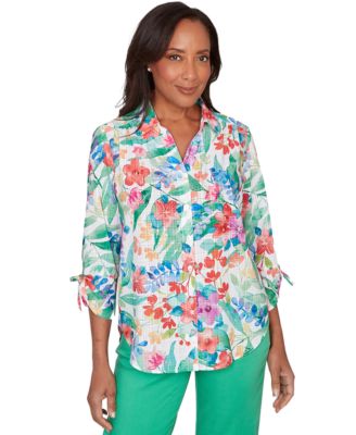 Petite Tropical Print Woven Top
