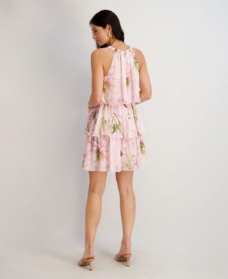 Women's Printed Halter Neck Tiered Dress