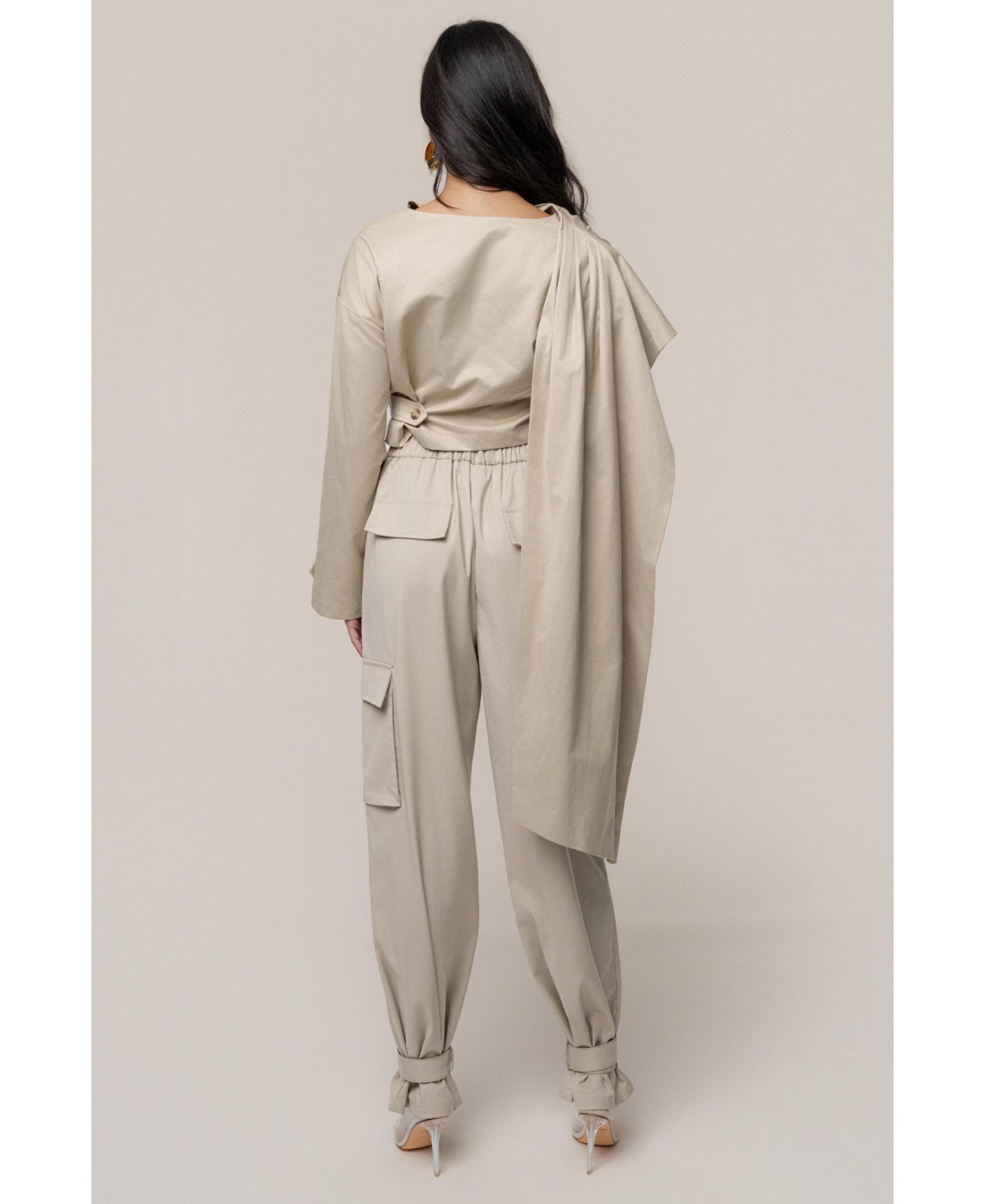 Женские брюки JLUXLABEL Autumn Flow Cargo, цвет: Бежевый — фото 9