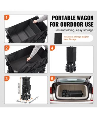 Double Decker Folding Wagon, 400L Heavy Duty Collapsible Cart with All-Terrain Wheels