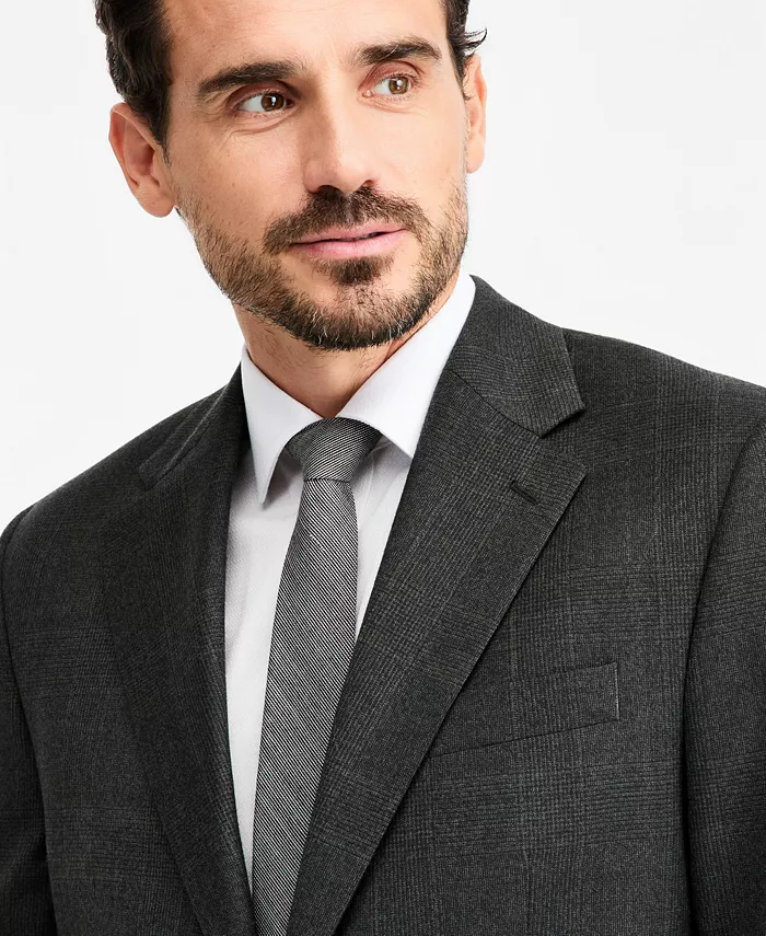 Men's Classic-Fit Wool-Blend Stretch Plaid Suit Separate Jacket - thumbnail 3