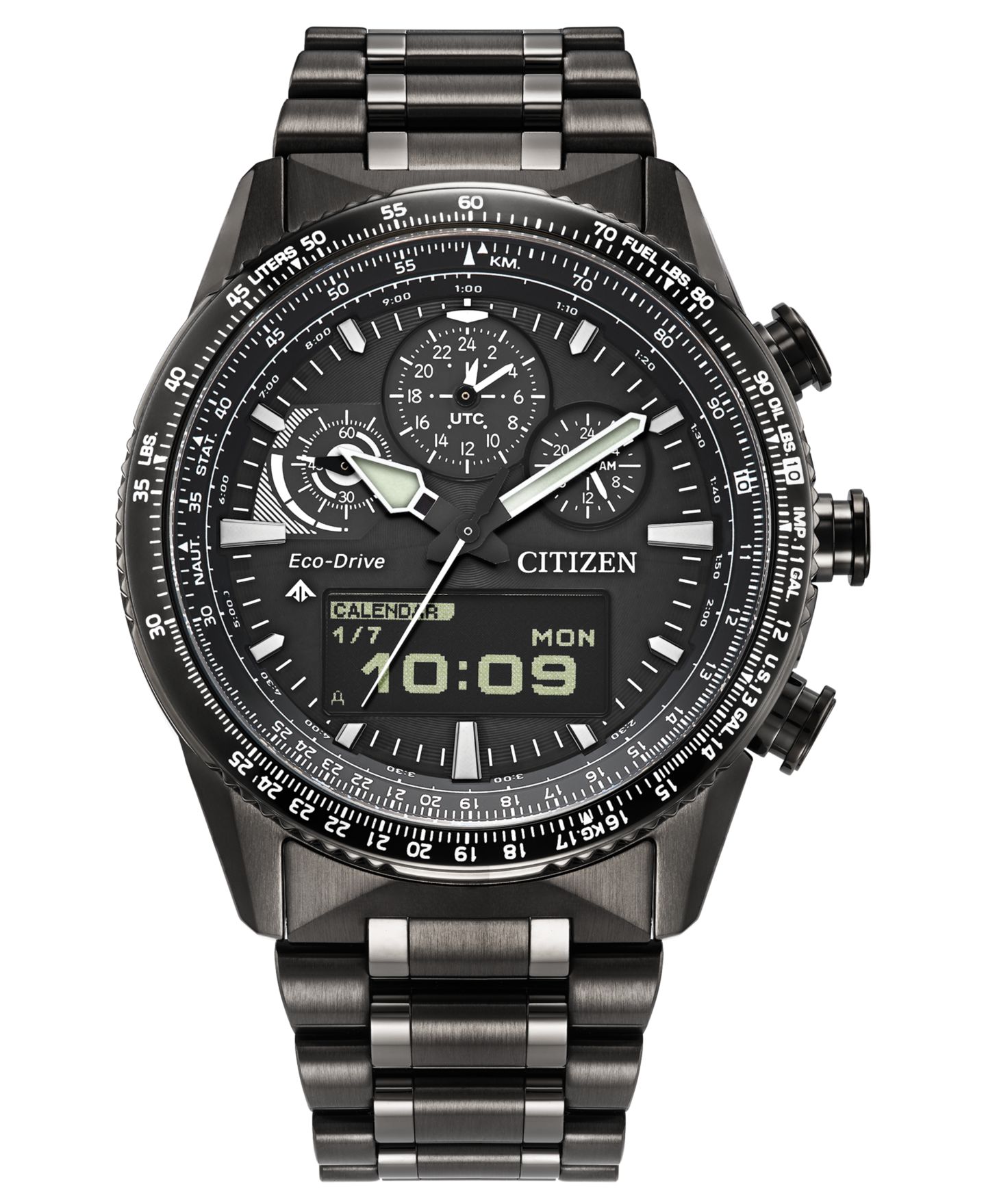 Мужские часы Citizen Promaster Skyhawk U830 Analog-Digital Gray Stainless Steel Bracelet Watch 43mm — фото 5