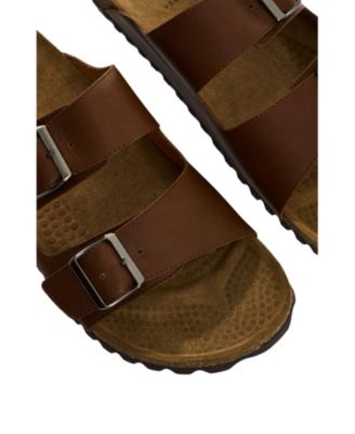 Genuine Leather Sandals with Double Buckle