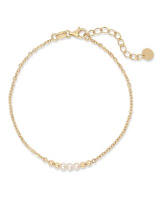 Freshwater Pearl Chain Bracelet in 14K Gold, 2.0 grams.