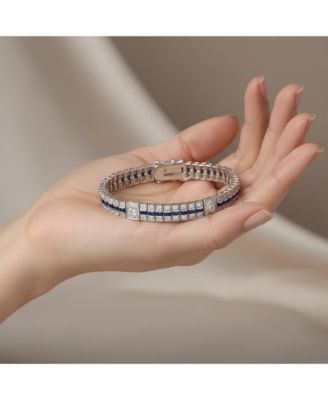 Elegant White Gold Plated Triple-Row Cubic Zirconia Bracelet