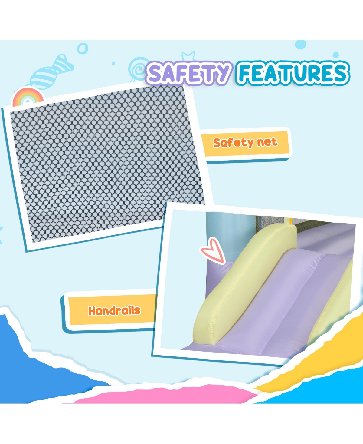 Qaba Bounce House, Inflatable Bouncer with Air Blower, 98" x 65" x 79"