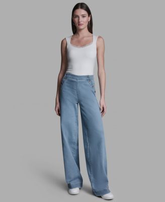 Women's Elasticated Waistband Loose Fit Sailor Jeans