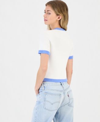 Bennet Rib Knit Short-Sleeve Sweater