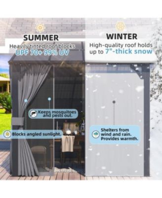 8'x8' Wall Gazebo with Curtains and Mosquito Netting