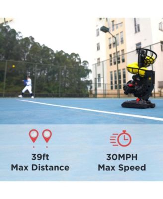 Electronic Baseball Pitching Machine with Adjustable Speed & Angles, Includes 8 Dimpled Balls, AC Adapter or Battery Powered for Beginners