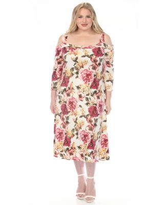 Plus Size Cold Shoulder 3/4 Sleeve Dress
