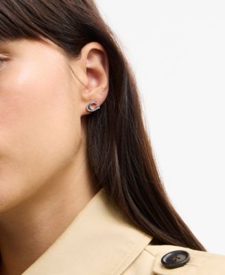 Black Signature C Enamel Stud Earrings