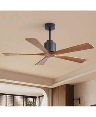 52-inch Modern Black 5-Blade without Light Ceiling Fan with Remote Control and Timing Function