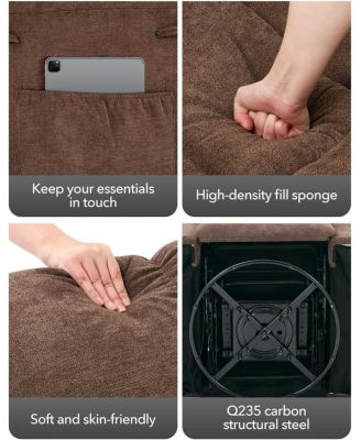 Oversized Recliner Chair for Adults with 360° Swivel & Rocking Function, Soft Chenille Upholstery, Extra Wide Manual Recliner Sofa