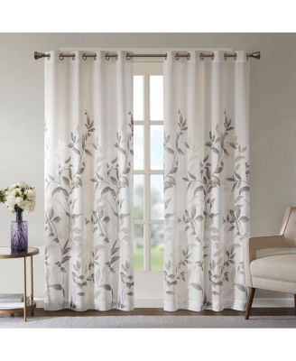 Printed Grommet Window Curtain Panel, 50" W x 84" H, Lightweight Semi-Sheer, Single Panel