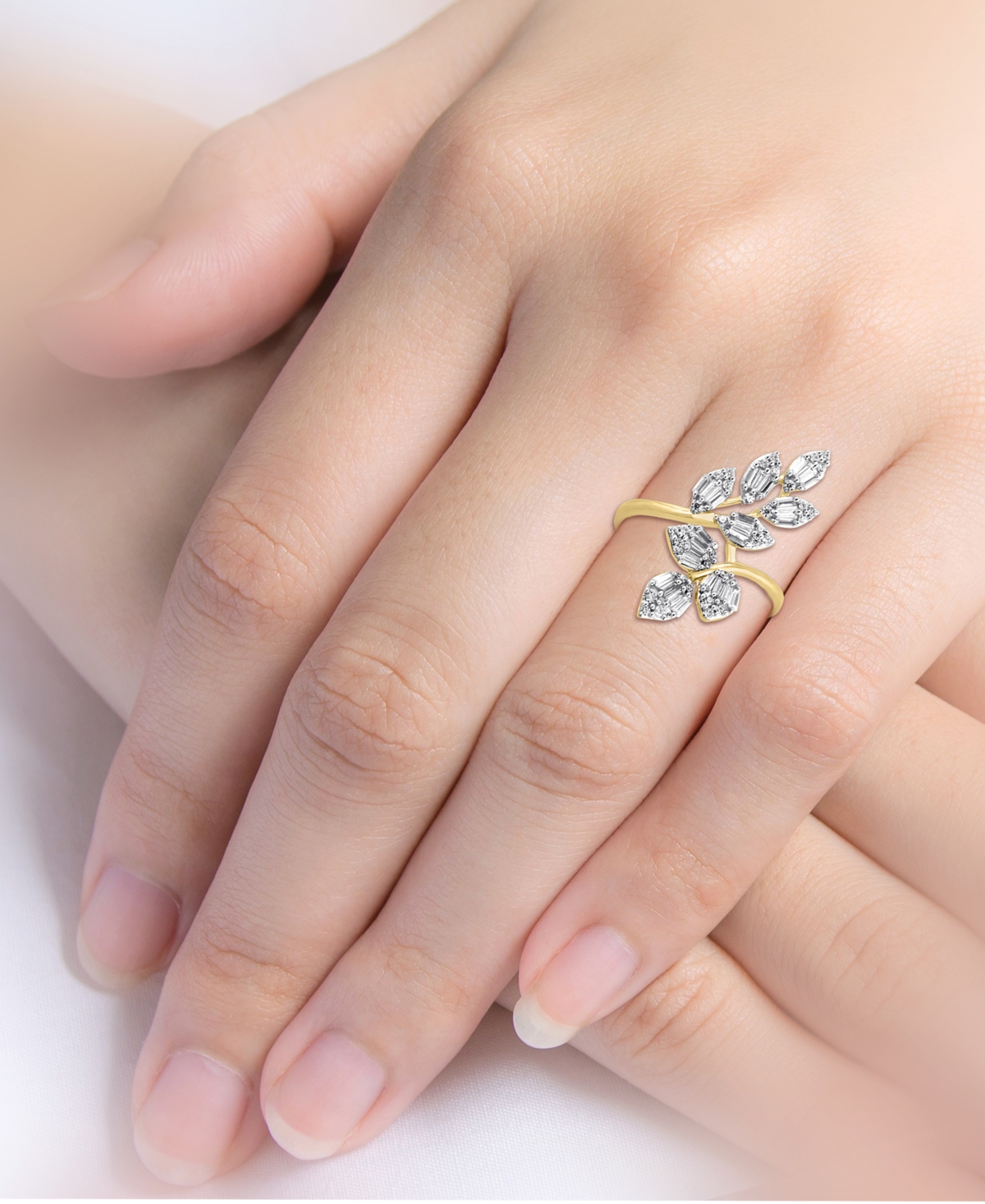 Macy's Diamond Ring (1/2 ct. t.w.) in 14k Yellow Gold White Rhodium