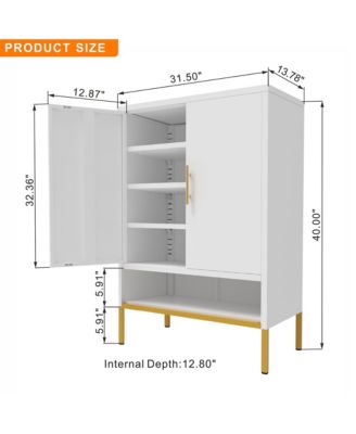2-Doors Shoes Cabinet, 7-Tier Hidden Shoe Rack, Modern Narrow Shoe Storage Cabinet with Adjustable Shelves for Entryway, Hallway, Closet