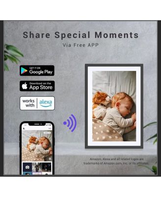 10.1 Inch Smart Digital Calendar and Photo Frame HD Touch Screen Family Organizer with Meal Planner Duty Chart and Weather Black and White