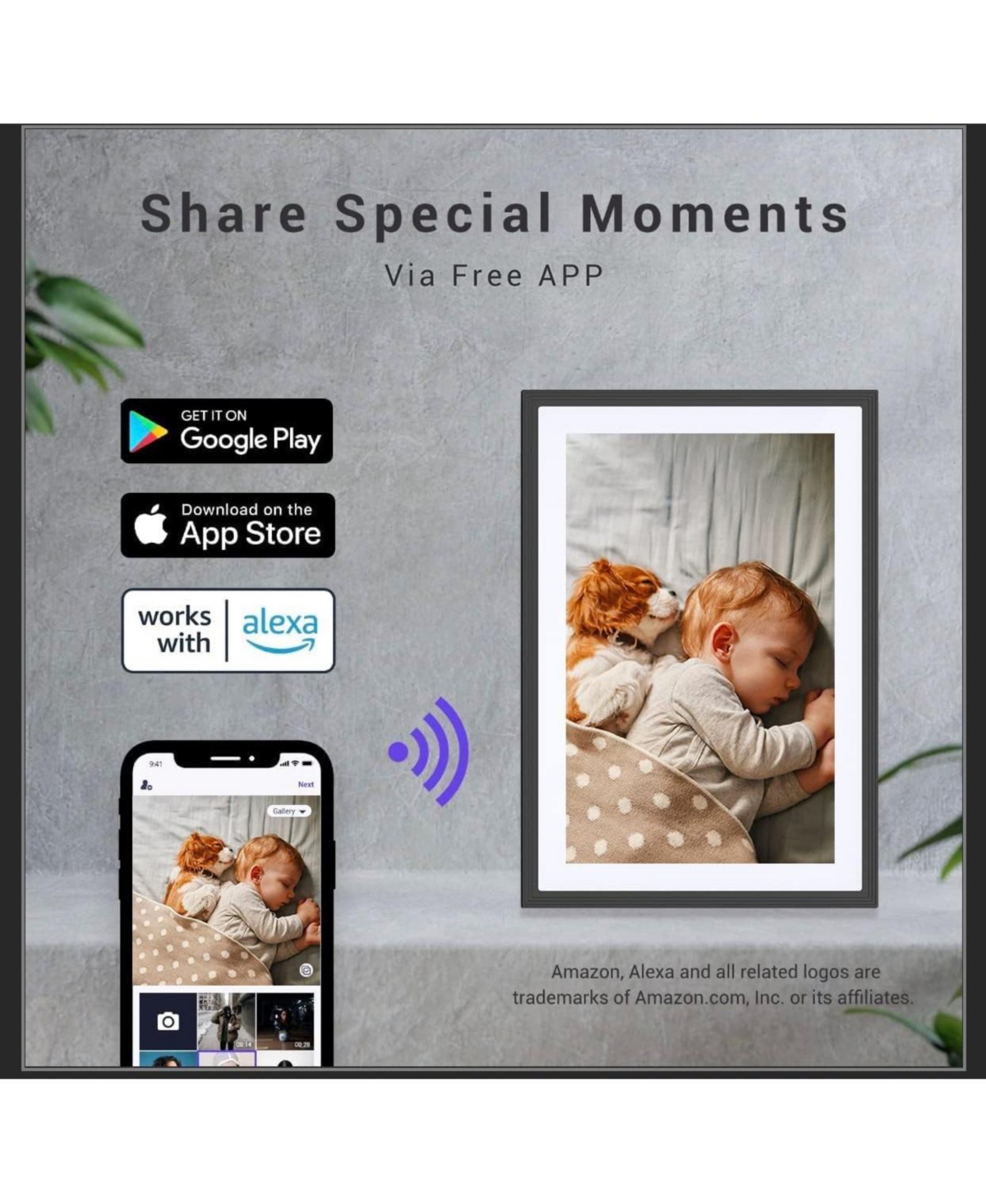 Mezed 10.1 Inch Smart Digital Calendar and Photo Frame Hd Touch Screen Family Organizer with Meal Planner Duty Chart and Weather Black and White