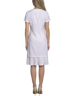 Petite Short-Sleeve Pleat Hem Dress