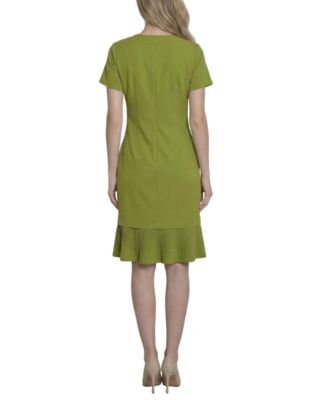 Petite Short-Sleeve Pleat Hem Dress