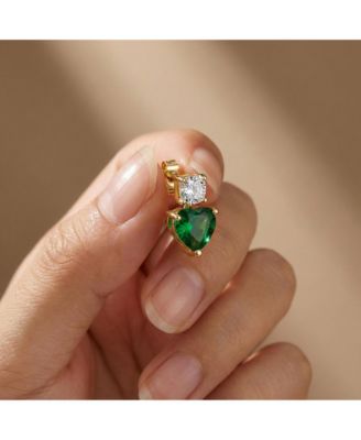 Dainty Sterling Silver Round & Heart Cubic Zirconia Earrings