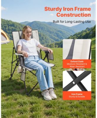 Heated Camping Chair, High Back Folding Chair with 3 Heat Settings, Padded Seat, Armrests & Cupholder, 260 lb Capacity