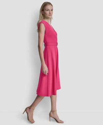 Women's V-Neck Belted Dress