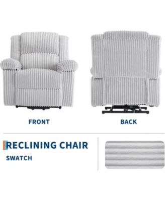 Corduroy Recliner Chair, Manual Recliner Sofa with Handle, Pillow Top Arms, Thick Padding, Side Pocket