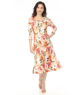 Women's Cold Shoulder 3/4 Sleeve Dress